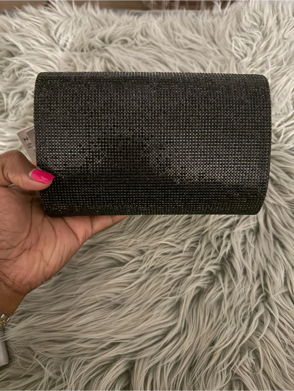 Sparkle Evening Clutch with Chain Strap - Black
